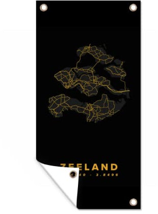 MuchoWow Outdoor-Poster Poster Wanddeko draußen Deko Garten Gartenposter 80x160 cm Zeeland - Niederlande - Schwarz - Gold