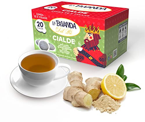 La Bevanda Del Re - Thè Zenzero e Limone, 20 Tisane in Cialde ESE Filtro Carta 44MM, Infusi Da 3,5G, 70G