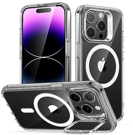 ESR Cover con Cavalletto Magsafe, Compatibile con iPhone 14 Pro, Custodia con Halolock, Protezione di livello militare, Supporto ad anello per la fotocamera integrato, Serie Classic, Trasparente