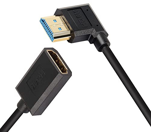 PNGKNYOCN 8K HDMI Short Cable,1FT/0.3M 90 Degree Ultra High Speed Left Bend HDMI 2.1 Male to Female Extension Cable Support 8K@60Hz,Dynamic HDR,HDCP 2.2&2.3, eARC (Left Bend)