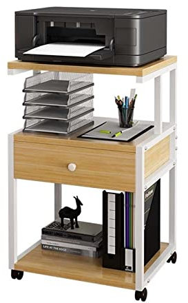 Druckerständer Schreibtischständer Druckertisch Abnehmbares Druckerregal Lagerregal Modernes Mehrschicht-Lagerregal for Schreibtischplatten mit Schubladen-Kopie-Lagerregal Büroaufbewahrung und -organi