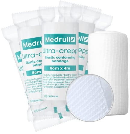 Medrull 10 Stück 8cm x 4m Mullbinden Set - Fixierbinden Groß - Verbandsmaterial ULTRA CREPP