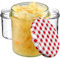 KADAX Lot de 100 pots à confiture 350 ml, avec couvercle à visser, bocaux à miel, pots de conservation pour champignons, confitures, miel (rouge à carreaux)