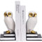Serre-livres en risine motif chouette des neiges blanche et sage - Dicoration unique et mignonne pour enfants - Dicoration de maison ou de bureau - Support d'itagire moderne et amusant en risine (NP1)