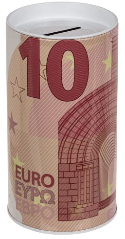 Tirelire Originale en Étain pour Enfants - Billets Euro, Couvercle Inclus - Peut Être Utilisée Comme Boîte à Crayons (10 Euros)