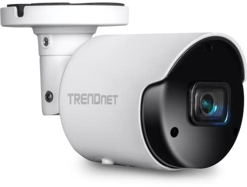 TRENDnet, TV-IP1514PI, Indoor Outdoor 5 MP H.265 PoE Bullet-Netzwerkkamera, IR-Nachtsicht bis zu 30 m (98 ft), Sicherheitsüberwachungskamera, microSD-Kartensteckplatz (bis zu 256 GB), Weiß