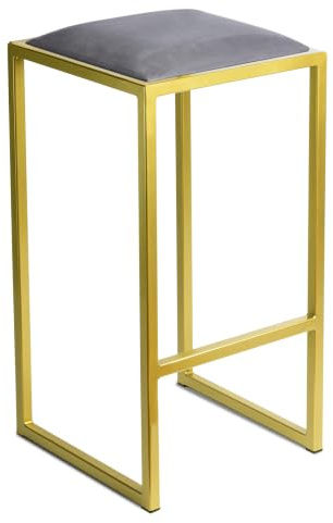 Ferro Barhocker Gold 64 cm - Metall Barstuhl ohne Lehne gepolstert | Loft Design kompakte Sitzlösung für Küche, Hausbar und moderne Wohnbereiche