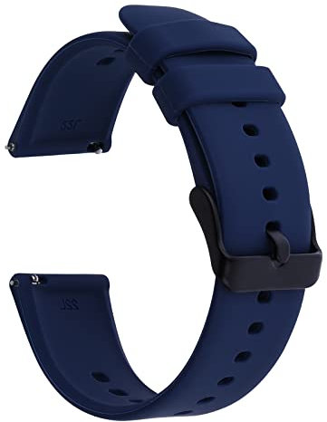TIESOME Silicone Watch Bands, Quick Release Waterproof Soft Rubber Replacement Straps with Silver Plated Stainless Steel Buckle Compatible with Smart Watch Sport Watch for Men Women (20mm, Blue)