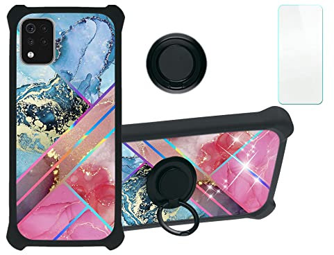 Aroepurt Hülle Für Lg K42 hülle Kompatibel mit Lg K42 Hülle Case Handyhülle Schutzhülle Cover [Mit 9H Härte HD Schutzfolie] PC + Silikon Ständer IMDH-WSS