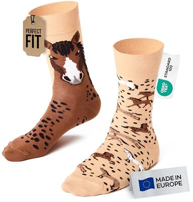 Many Mornings - Mismatched Socken - Lustige Socken Unisex - Pferde Socken - Geschenkidee - Design: Wild Horse - Made in EU - 39-42