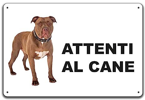 Phonecasing Cartello Segnale Attenti al Cane in Alluminio 3 mm Composito (30 cm x 20 cm, Pitbull)