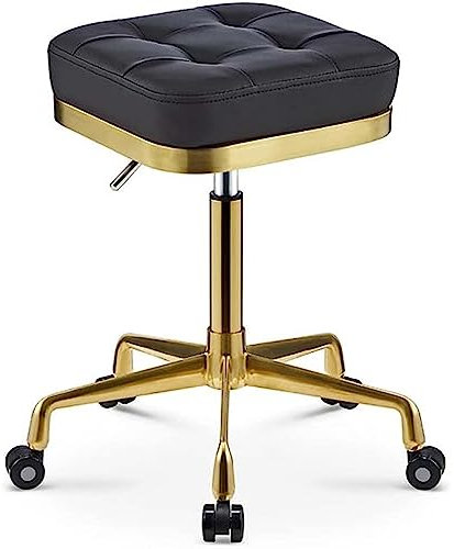 ZARBAILRE Gold Beauty Stool Rollhocker Auf Rädern, Höhenverstellbarer Drehhocker Friseurhocker Mit Goldener Stuhlstange Für Küche, Salon, Bar, Büro, Massage, Klinik (A)