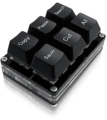 BTXETUEL Copiar pegar búsqueda Guardar cortar todo el teclado de 6 teclas Teclado OSU con una sola mano Teclado mecánico programable Macro de acceso directo para trabajar y jugar (negro)