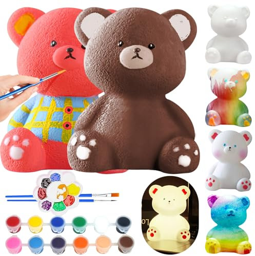 ONLYFUN DIY bär Malset Bastelset - Geburtstagsgeschenk für Mädchen, 3D bärlampe zum Malen und als Nachtlicht, Basteln für Mädchen 6 7 8 9 10 11 12 jahre(2 Pack)