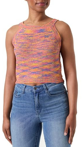 PIECES Pckera SL Cropped Knit Top Punto, Mandarin Orange/Detail:020 Multi Clr Yarn, XS para Mujer