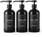 Janxin Shampoo- und Conditioner-Spender, nachfüllbare 600ml Shampooflaschen, Duschspender mit wasserfesten Etiketten für das Badezimmer (Schwarze Flaschen + Schwarze Pumpen)