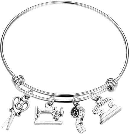 Warmhm Schere Maßband Armband Nähen Schere Armreif Nähen Liebhaber Armreif Bettelarmband Für Frauen Quilterinnen Armreif Nähen Geschenk Nähen Armreif Edelstahl Skalierbarer Schmuck