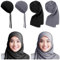 Bunnycool Damen-Chiffon-Schals, 2 Stück, Hijab-Kappen, langer Schal, weicher Wickelschal, muslimische Unterschal, Turban-Kappen, Schlafmützen, Schwarz, Dunkelgrau, Einheitsgröße