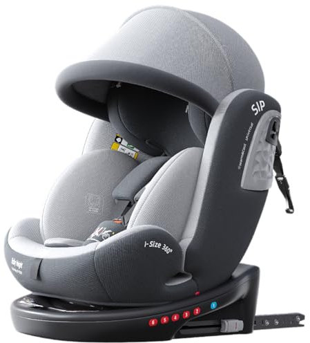 Heekin 360 Spin Baby car seat with ISOFIX for Child 40-150 cm(0-36kg),0-12 Years,Group 0+/1/2/3,with a Sunshade, R129 Certification(Grey)