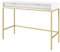 BETTSO - Nova T-104 - Konsolen - Schminktisch - Beistelltisch - Kommode - Deko Wohnzimmer - Wohnzimmertisch - mit 2 Schubladen - Geriffelt, Schmal - Glamour - Weiß - mit goldenen Griffen