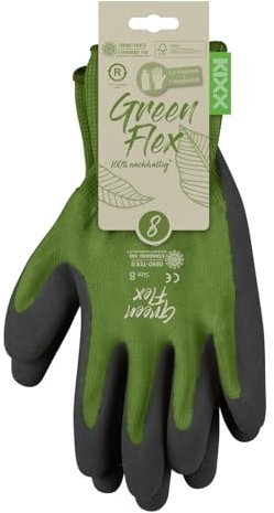 KIXX Green Flex Handschuhe für die Gartenarbeit - Grün/Dunkelgrün - Größe 10