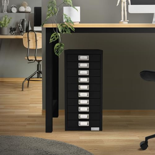 ML-Design Aktenschrank mit 10 Schubladen, 28x38x60cm, Schwarz, Schubladenschrank aus Metall für DIN A4, Büroschrank mit Etikettenhalter, Stahlschrank Metallschrank Werkzeugschrank Aufbewahrungsschrank