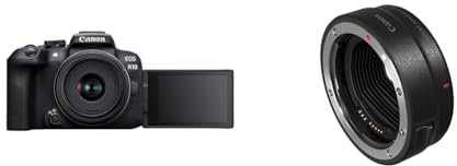 Canon EOS R10 Systemkamera + RF-S 18-45mm F4.5-6.3 is STM Zoomobjektiv & Bajonettadapter EF-EOS R für EOS R Systemkameras kompatibel mit EF und EF-S Objektiven Schwarz