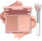 Boobeen Highlighter Contour Makeup Palette Face Matte Bronzer Powder, Blush compatto per contorno guance, naturale a lunga durata con pennello
