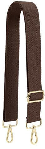 QIUTIMIY Canvas Adjustable Replacement Bag Strap, Wide Shoulder Bag Belt with Metal Swivel Hooks for Messenger Bag Crossbody Handbag(Leather-Dark Brown)