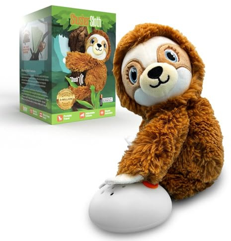 Baby Shusher Sloth - Plüsch in Faultierform mit Schrei-Sensor, beruhigendes Geräusch Shhh für Babys und Kleinkinder, tragbar und ideal für Wiege, Kinderwagen und Reisen