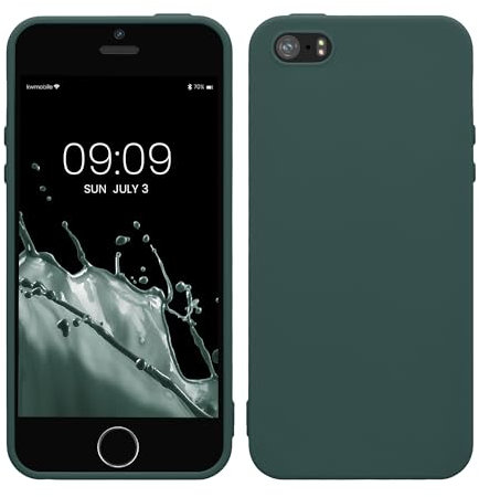 kwmobile Case Compatible with Apple iPhone SE (1.Gen 2016) / iPhone 5 / iPhone 5S Case - Soft Slim Protective TPU Silicone Cover - Blue Green