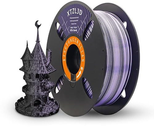 High-Speed Bi-Colour Black&Purple Silk PETG 3D Printer Filament 1.75mm, Dimentional Accuracy +/-0.02mm, 1Kg Spool (Reuseable Tray) 3D Printing Filament