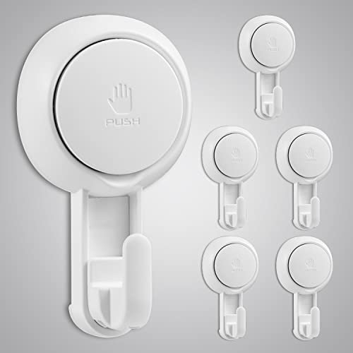 ilikable Gancho Ventosa Sin Taladrar 6 Unidad, Ventosas Fuertes, Ganchos Reutilizables, Máx.5 KG, Gancho multifuncional Ganchos Pared para Baño, Ducha, Cocina, Ventana de Cristal