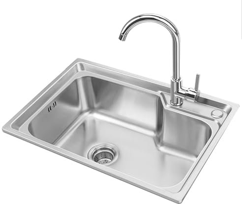 Fregadero de acero inoxidable de un tazón, Fregadero Pequeño Rectangular, Fregadero bajo Encimera o Sobre Encimera, Adecuado para cocina, bar, jardín, garaj