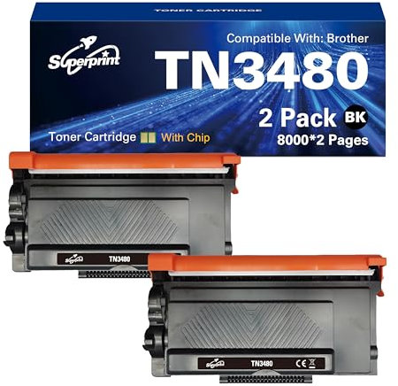 Superprint TN3480 Toner kompatibel für Brother TN-3480 für Brother HL-L5000DN HL-L5100DN HL-L5100DNT HL-L5200DW DCP-L5500DN MFC-L5700DN MFC-L5750DW (2er-Pack)