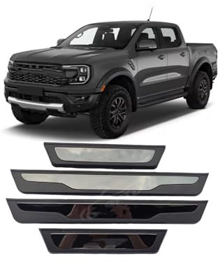 YHANNI 4 Stück Auto Edelstahl Einstiegsleisten für Ford Ranger 2023 2024 Türschweller Schutz Ladekantenschutz Schwellerleisten Autodekorationszubehör