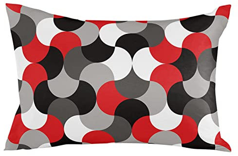 Dekokissen Kissenbezüge Mid Century Rot Grau Schwarz Abstrakte Geometrische Kunst Modern Kissenhüllen Superweicher,Moderne Kissenhülle Für Sofakissen Kissen Schlafzimme 40X60Cm