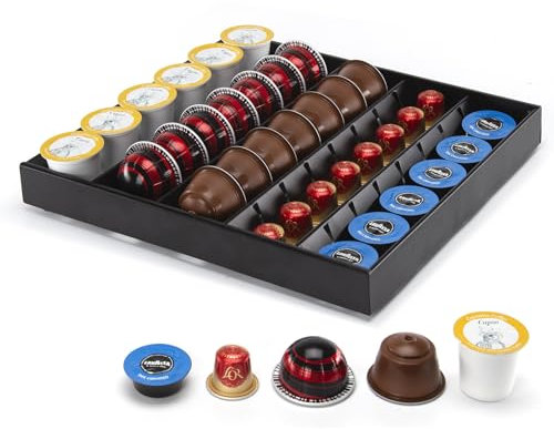 SYSYLY Support de capsules de café,insert de tiroir,Compatible pour Capsules Dolce Gusto|Vertuoline|Orignalline,Tiroir de Rangement Capsule a Café,35-40 Capsules Capacité, Noir.