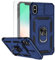 Teayoha for iPhone Xs Max Phone Case, with Screen Protectors and Camera Cover, Military Grade Shockproof Cover with Magnetic Rotatable Ring Kickstand Protective Case for iPhone Xs Max,Blue