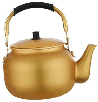 CRILSTYLEO 1 Pc tetera de aluminio antigua tetera hirviendo silbando hervidor de agua retro caliente tetera retro hervidor eléctrico espesar tetera accesorio de cocina tetera casera Golden