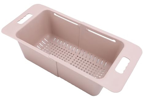 Organizador De Congelador Horizontal Ajustable, Cestas para Congelador Horizontal, Contenedor De Profundo 640 G, 15-25 KG, 40-52 Cm Largo (PINK)
