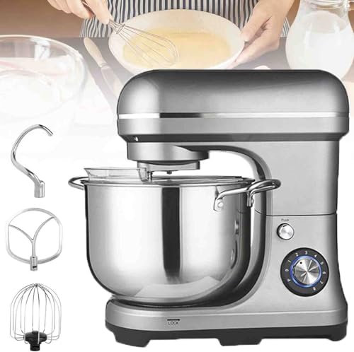 HNBYLMM 3-In-1 Stand Mixer, 10L Food Mixer Dough Blender with 8 Speeds, Kitchen Mixer with Stainless Steel Bowl, Dough Hook, Whisk, Eggbeater Attachment, for Baking Cake Bread