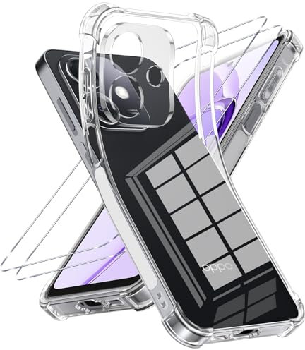 Vauki Cover per Oppo A40/Oppo A40m/Oppo A60 con 2 Pezzi Vetro Temperato,Trasparente Custodia Antiurto Slim Silicone Morbido,Resistente Anti-Graffio Clear Cellulare Case per Oppo A40/Oppo A40m/Oppo A60