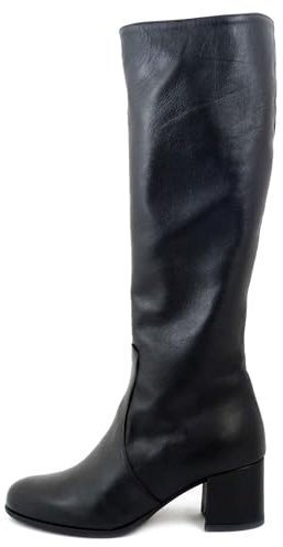 OSVALDO PERICOLI Stivali Donna al ginocchio in Pelle Nero, Tacco Medio Basso 5 cm, Made in Italy, ST01