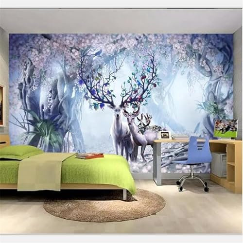 ZYCAFJ Vlies Fototapete Tierische Hirsche Fototapete 3D Foto Tapete Schlafzimmer Wohnzimmer Moderne Vliestapete Wandtapete Motivtapeten 3d Effekt Wand Dekoration