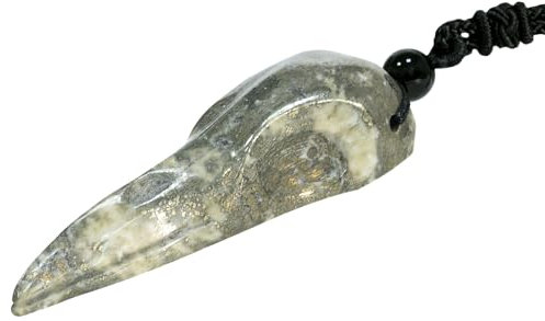 mookaitedecor Pyrit Rabenschädel Kristall Anhänger Halskette, Gothic Geschnitzt Tier Vogel Skelett Stein Halskette Krähenschädel-Anhänger mit verstellbarem Seil