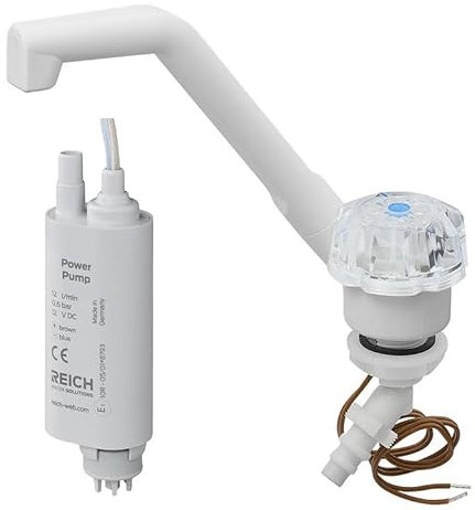 Robinet froid de luxe 12 V Ø20 mm - Pliable - Blanc - Pour camping-car et bateau - Pompe submersible 0,5 bar incluse