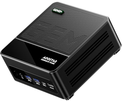 AOOSTAR GEM12+ 8845HS Mini PC, Schwarz Mini Gaming PC Ryzen 7 PRO 8845HS(8C/16T, bis zu 5.1Ghz), 32GB DDR5 RAM 1TB PCIE4.0 SSD Mini Computer 4K 4-Display/OCULINK/HD2.1/DP1.4/2*USB4/WiFi6/2*2,5G RJ45