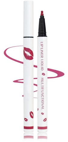 Longwear Liquid Lip Liner, 2025 New 2-in-1 Lip Liner Liquid Pen, Waterproof Long-Lasting Lip Liner with Matte Finish, Highly Pigmented & Smooth, Contour Your Lips (#02, 0.6ml)