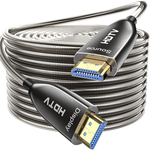 3BAO 30M Câble de fibre optique HDMI 8K, câble de fibre optique HDMI 2.1 blindé en acier 48gbps super rapide 8K@60Hz 4K@120Hz HDR dynamique EARCHDTV/projecteur/home cinéma/tv box/Gaming box